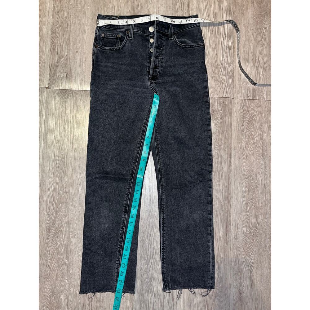 Denim Forum - Arlo High Rise Straight Cropped Raw Hem /Black / 25 - Picture 3 of 8